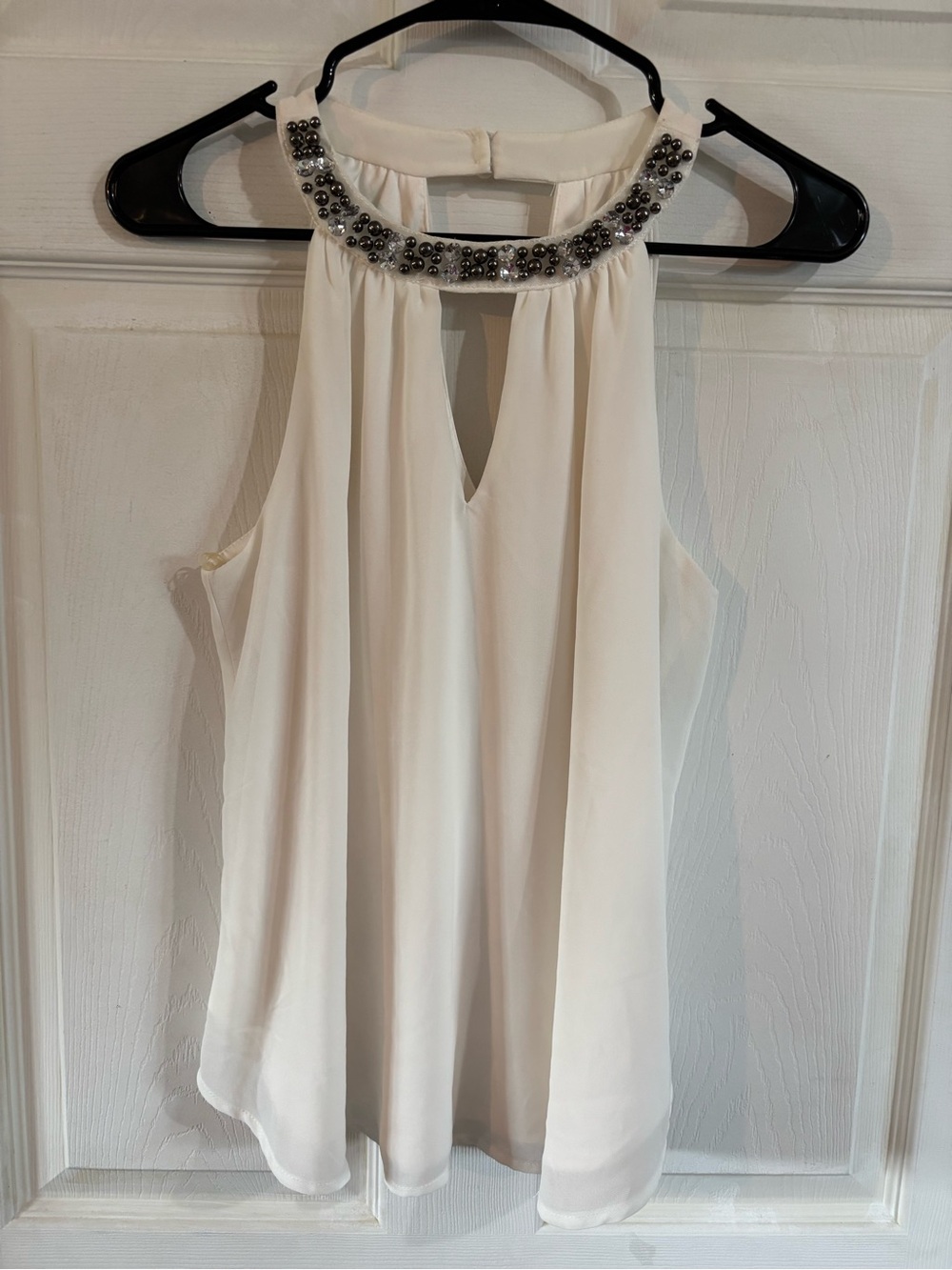 Maurices Ivory Beaded Halter Camisole